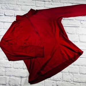 TSLA Mens 1/4 Zip Pullover Shirt Red Athletic Long Sleeve Training Top XL